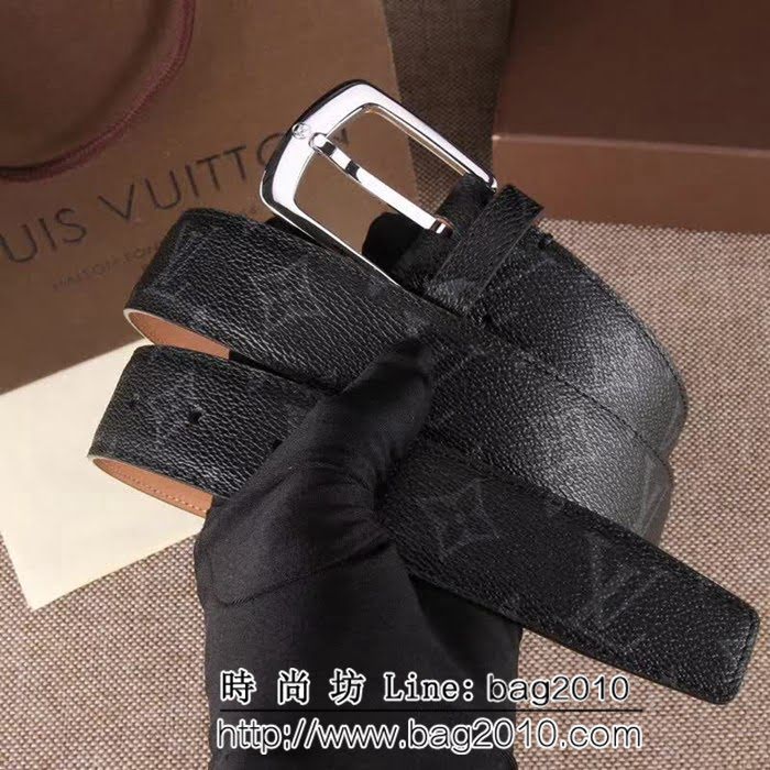 路易威登LV 全新Monogram Ecli se帆布 LV Initiales搭扣 男士皮帶 LHG1243